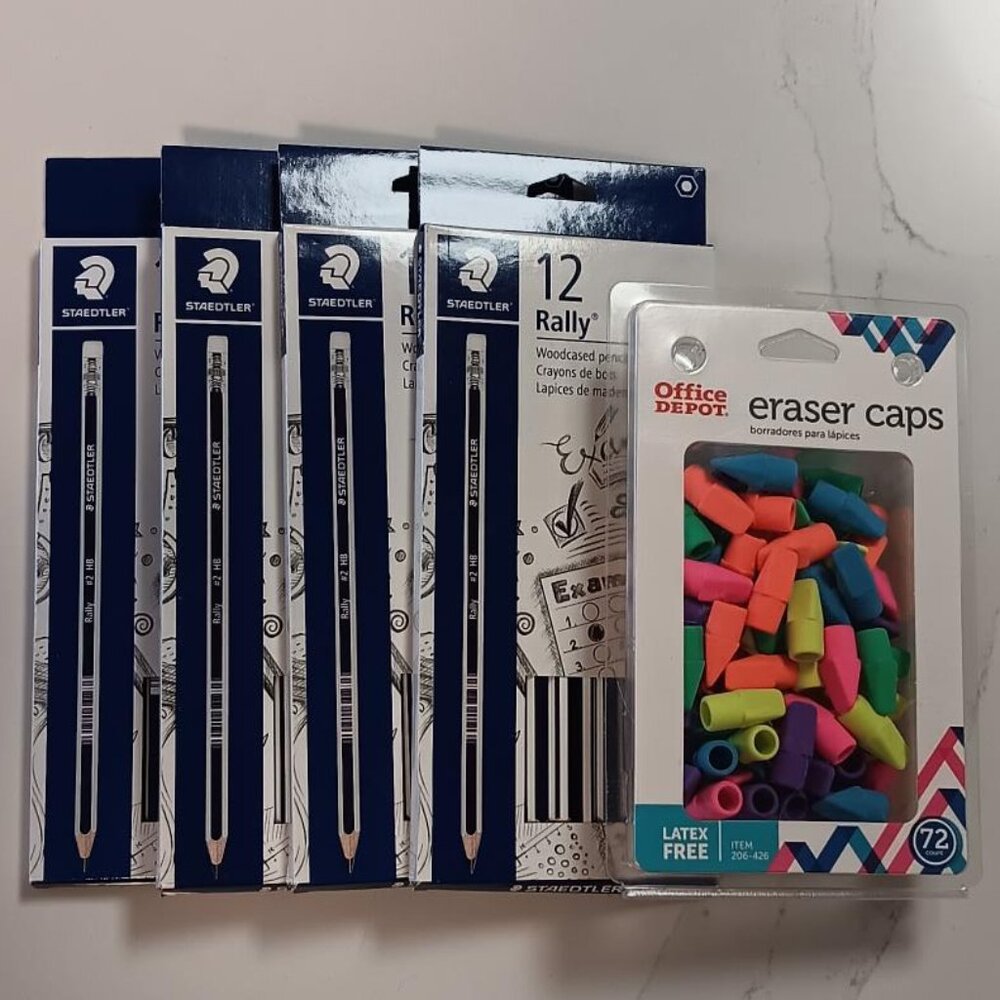 SCHOOL Supplies premium RALLY Pencils and Erasers NWOT